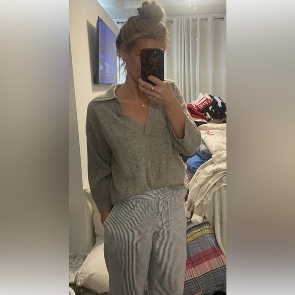 H&M Fine Knit Sweater Polo Shirt Top 3/4 Sleeve Woman’s Size XS Classic RELAXED - Picture 2 of 16